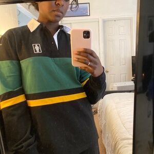 Malbon Golf Women's Long Sleeve Shirt Polo Black, Yellow&Green size S